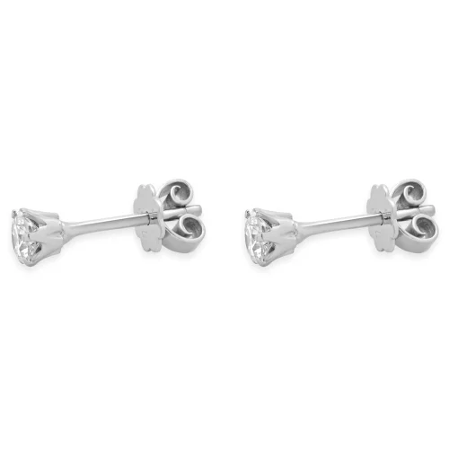 18 Karat White Gold Round Brilliant Cut Diamond Stud Earrings