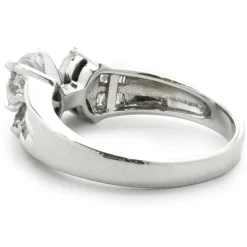 14 Karat White Gold Round Brilliant Cut Diamond Engagement Ring