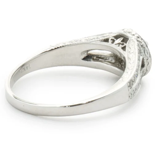 14 Karat White Gold Round Brilliant Cut Diamond Engagement Ring