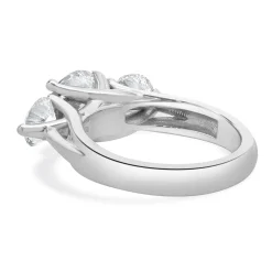 18 Karat White Gold Round Brilliant Cut Three Diamond Engagement Ring