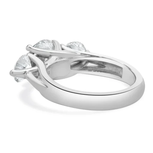18 Karat White Gold Round Brilliant Cut Three Diamond Engagement Ring