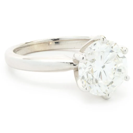14 Karat White Gold Round Brilliant Cut Diamond Engagement Ring