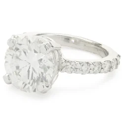 14 Karat White Gold Round Brilliant Cut Diamond Engagement Ring