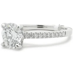 14 Karat White Gold Round Brilliant Cut Diamond Engagement Ring