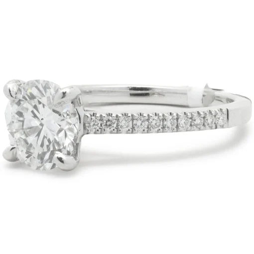 14 Karat White Gold Round Brilliant Cut Diamond Engagement Ring
