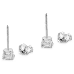 14 Karat White Gold Round Brilliant Cut Diamond Stud Earrings