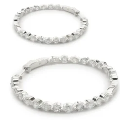 18 Karat White Gold Round Brilliant & Marquise Diamond Inside Outside Hoop Earrings