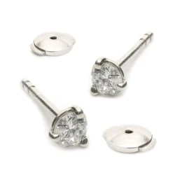 14 Karat White Gold Round Brilliant Diamond Stud Earrings