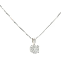 14 Karat White Gold Round Brilliant Cut Diamond Solitaire Necklace