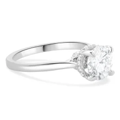 14 Karat White Gold Round Brilliant Cut Diamond Engagement Ring