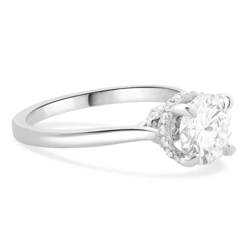 14 Karat White Gold Round Brilliant Cut Diamond Engagement Ring