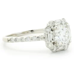 14 Karat White Gold Round Brilliant Cut Diamond Engagement Ring