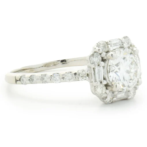 14 Karat White Gold Round Brilliant Cut Diamond Engagement Ring