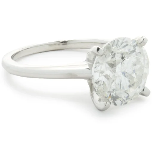 14 Karat White Gold Round Brilliant Cut Diamond Engagement Ring