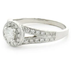 14 Karat White Gold Round Brilliant Cut Diamond Engagement Ring