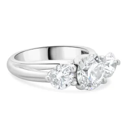 18 Karat White Gold Round Brilliant Cut Three Diamond Engagement Ring