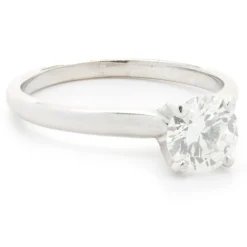 14 Karat White Gold Round Brilliant Cut Diamond Engagement Ring