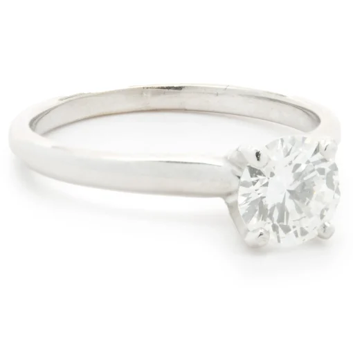 14 Karat White Gold Round Brilliant Cut Diamond Engagement Ring