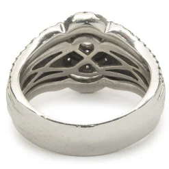 14 Karat White Gold Round Brilliant Cut Five Layer Diamond Engagement Ring