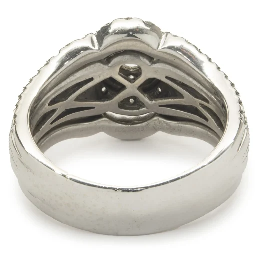 14 Karat White Gold Round Brilliant Cut Five Layer Diamond Engagement Ring