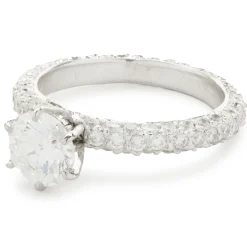 14 Karat White Gold Round Brilliant Cut Diamond Engagement Ring