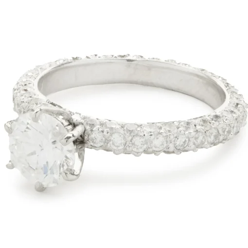 14 Karat White Gold Round Brilliant Cut Diamond Engagement Ring