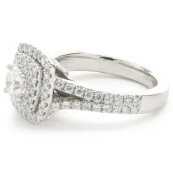 14 Karat White Gold Round Brilliant Cut Diamond Engagement Ring