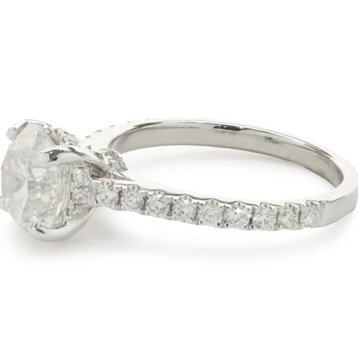 14 Karat White Gold Round Brilliant Cut Diamond Engagement Ring