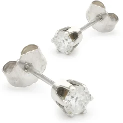 14 Karat White Gold Round Brilliant Cut Diamond Stud Earrings