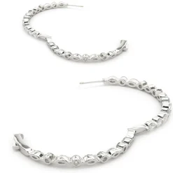 18 Karat White Gold Round Brilliant & Marquise Diamond Inside Outside Hoop Earrings