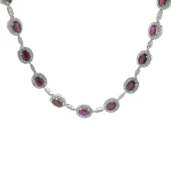 18 Karat White Gold Ruby and Diamond Necklace