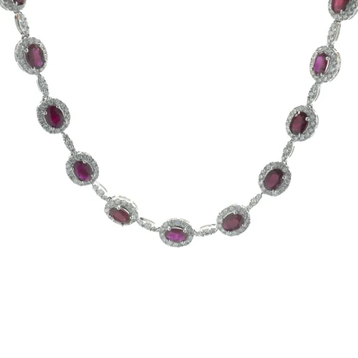 18 Karat White Gold Ruby and Diamond Necklace
