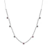 14 Karat White Gold Ruby and Diamond Halo Station Necklace