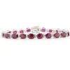 18 Karat White Gold Ruby and Diamond Alternating Inline Bracelet