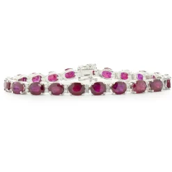 18 Karat White Gold Ruby and Diamond Alternating Inline Bracelet