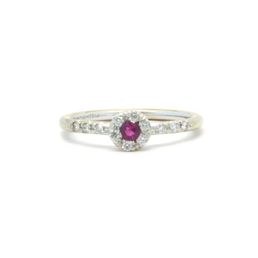 18 Karat White Gold Ruby and Diamond Ring