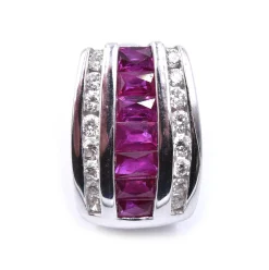 18 Karat White Gold Ruby and Diamond Slide Pendant