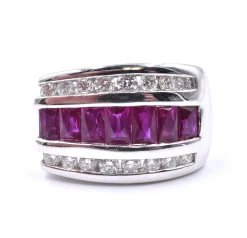 18 Karat White Gold Ruby and Diamond Slide Pendant