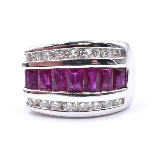 18 Karat White Gold Ruby and Diamond Slide Pendant