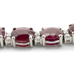 18 Karat White Gold Ruby and Diamond Alternating Inline Bracelet