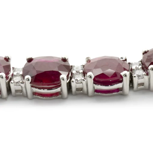 18 Karat White Gold Ruby and Diamond Alternating Inline Bracelet