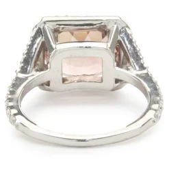 14 Karat White Gold Salmon Tourmaline and Diamond Ring