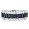 14 Karat White Gold Sapphire and Diamond Band