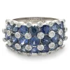 18 Karat White Gold Sapphire and Bezel Set Diamond Cigar Band