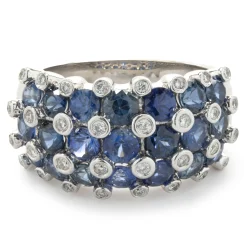 18 Karat White Gold Sapphire and Bezel Set Diamond Cigar Band