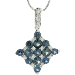 18 Karat White Gold Sapphire and Diamond Kite Necklace