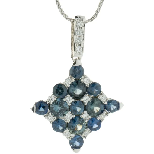 18 Karat White Gold Sapphire and Diamond Kite Necklace