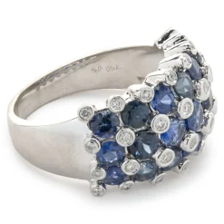 18 Karat White Gold Sapphire and Bezel Set Diamond Cigar Band