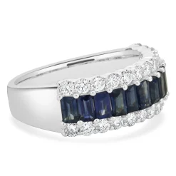 14 Karat White Gold Sapphire and Diamond Band