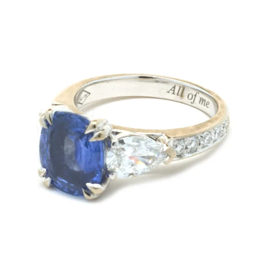 18 Karat White Gold Sapphire and Diamond Three Piece Ring Set
